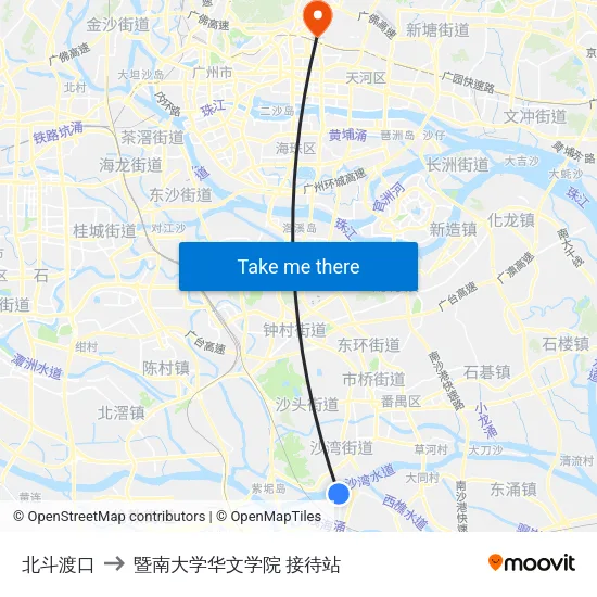 北斗渡口 to 暨南大学华文学院 接待站 map