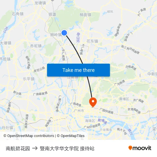 南航碧花园 to 暨南大学华文学院 接待站 map