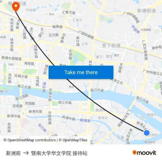新洲前 to 暨南大学华文学院 接待站 map