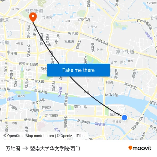 万胜围 to 暨南大学华文学院-西门 map