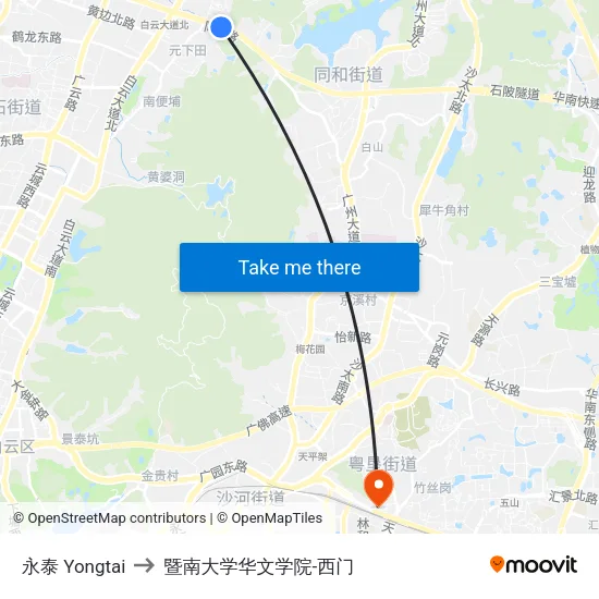 永泰 Yongtai to 暨南大学华文学院-西门 map
