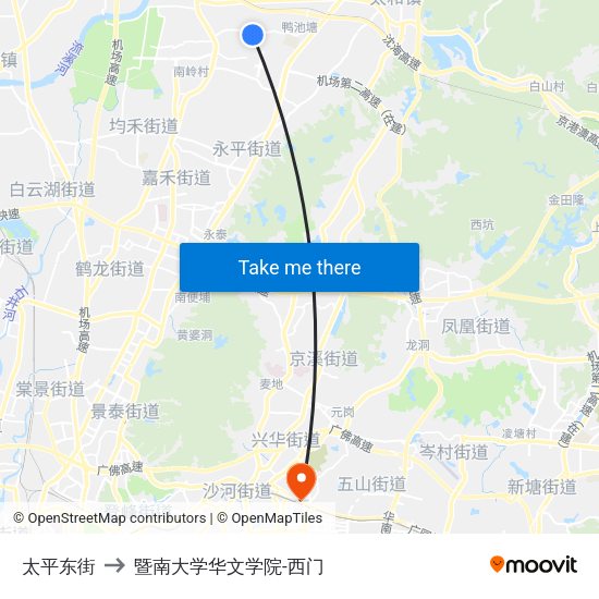 太平东街 to 暨南大学华文学院-西门 map