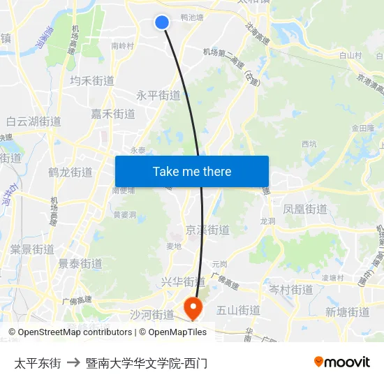 太平东街 to 暨南大学华文学院-西门 map