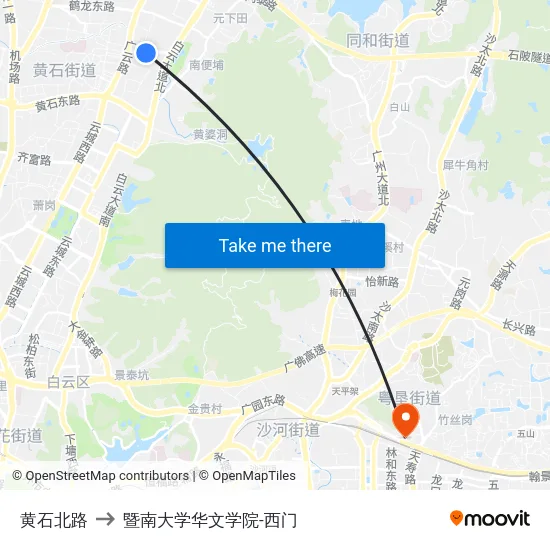 黄石北路 to 暨南大学华文学院-西门 map