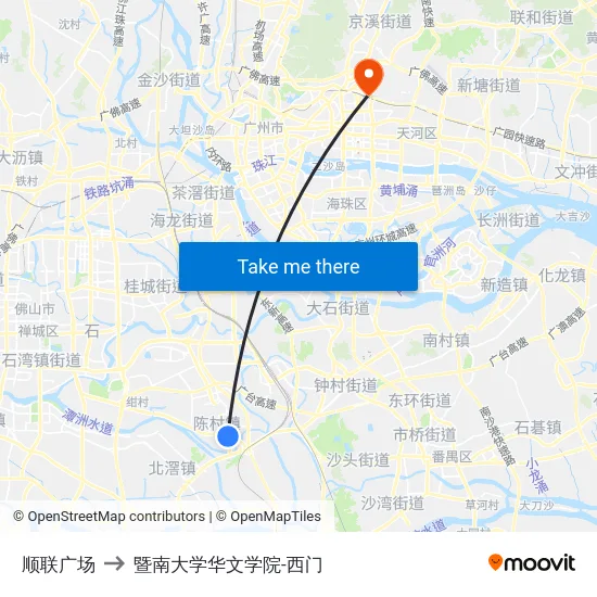 顺联广场 to 暨南大学华文学院-西门 map