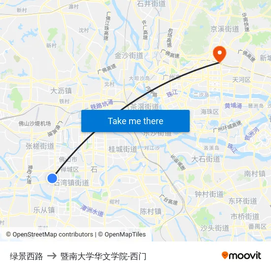 绿景西路 to 暨南大学华文学院-西门 map