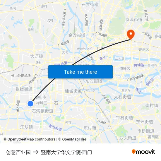 创意产业园 to 暨南大学华文学院-西门 map