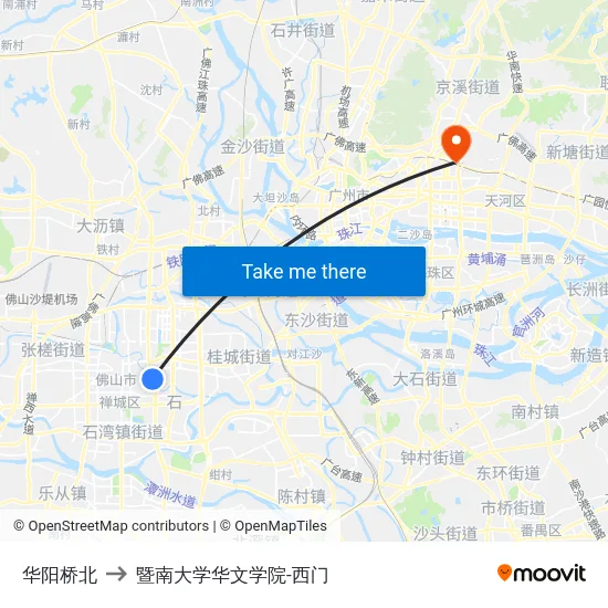 华阳桥北 to 暨南大学华文学院-西门 map
