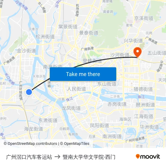 广州滘口汽车客运站 to 暨南大学华文学院-西门 map