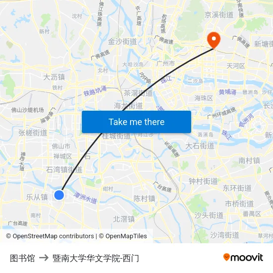 图书馆 to 暨南大学华文学院-西门 map