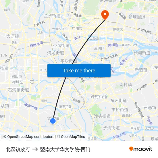 北滘镇政府 to 暨南大学华文学院-西门 map