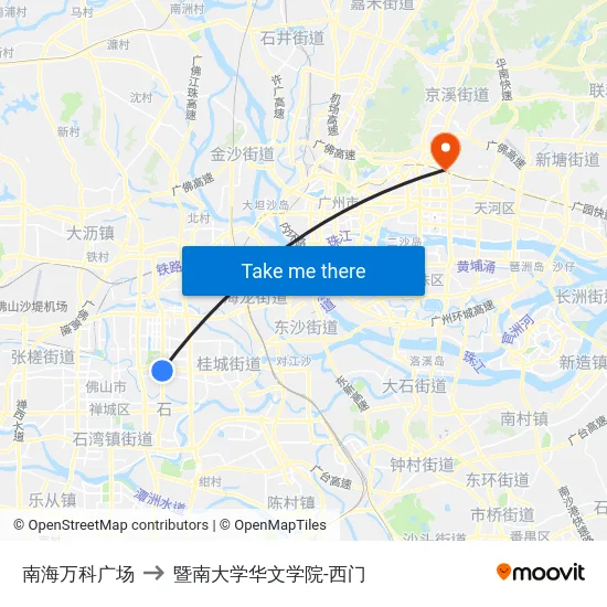 南海万科广场 to 暨南大学华文学院-西门 map