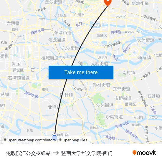 伦教滨江公交枢纽站 to 暨南大学华文学院-西门 map