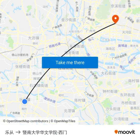 乐从 to 暨南大学华文学院-西门 map