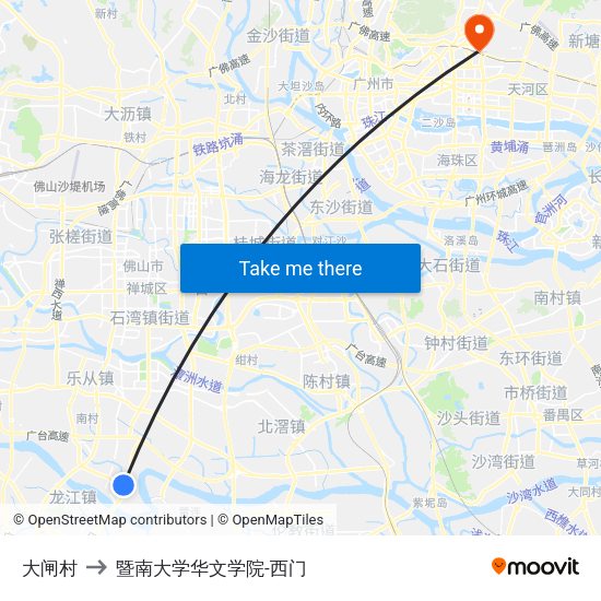 大闸村 to 暨南大学华文学院-西门 map