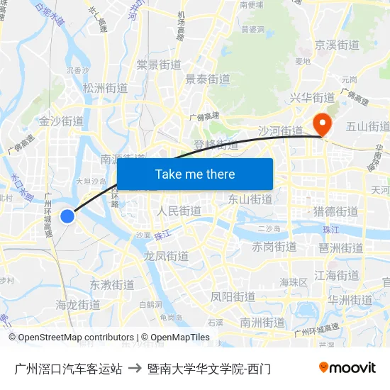 广州滘口汽车客运站 to 暨南大学华文学院-西门 map