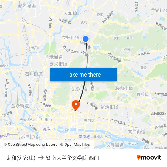 太和(谢家庄) to 暨南大学华文学院-西门 map