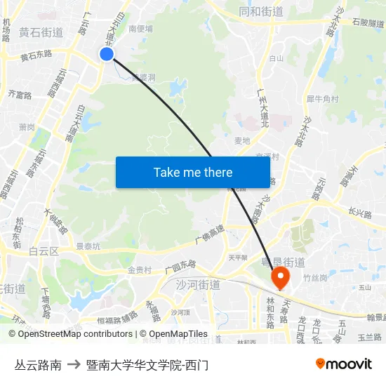 丛云路南 to 暨南大学华文学院-西门 map