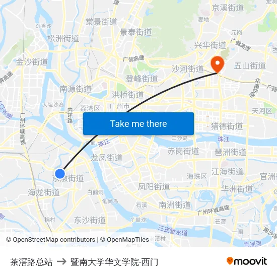 茶滘路总站 to 暨南大学华文学院-西门 map