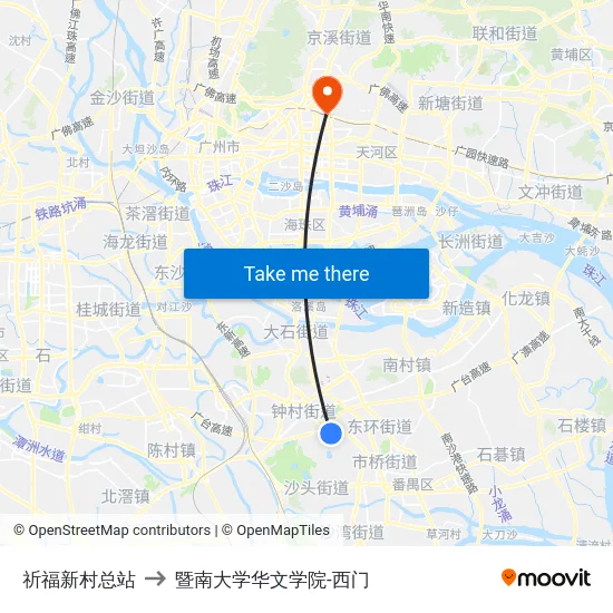 祈福新村总站 to 暨南大学华文学院-西门 map