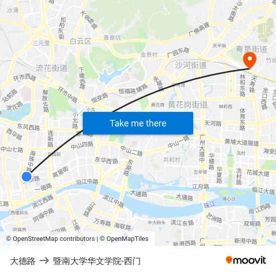 大德路 to 暨南大学华文学院-西门 map