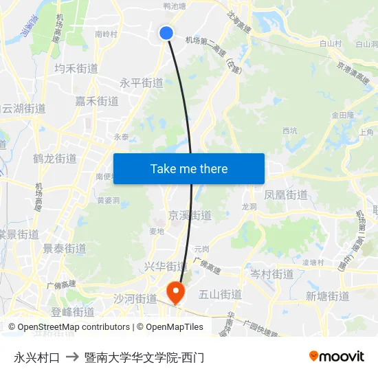 永兴村口 to 暨南大学华文学院-西门 map