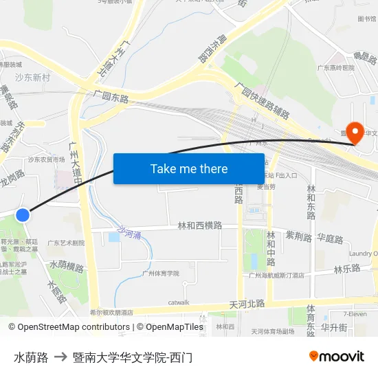 水荫路 to 暨南大学华文学院-西门 map