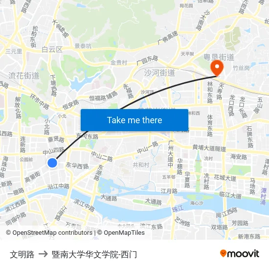 文明路 to 暨南大学华文学院-西门 map
