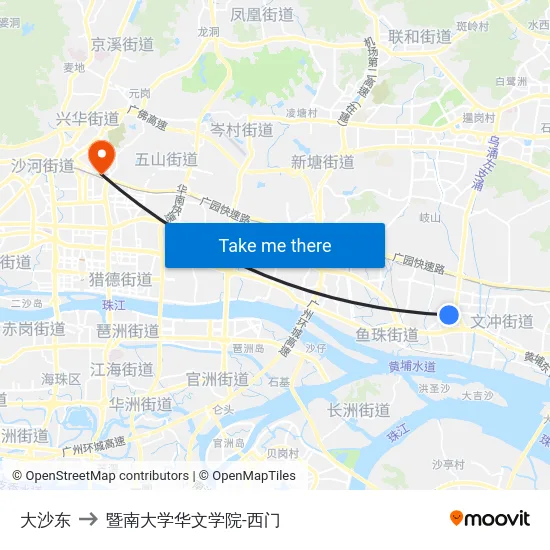 大沙东 to 暨南大学华文学院-西门 map
