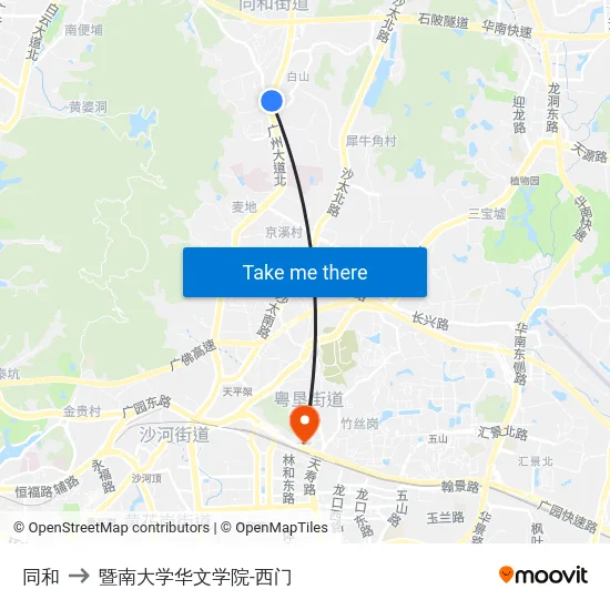 同和 to 暨南大学华文学院-西门 map