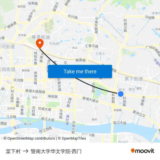 棠下村 to 暨南大学华文学院-西门 map