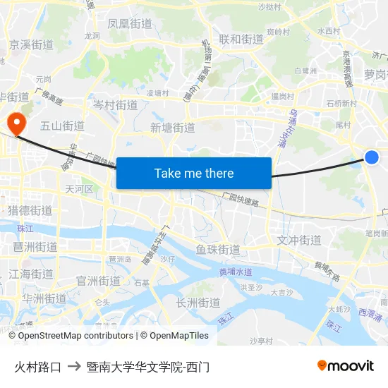 火村路口 to 暨南大学华文学院-西门 map