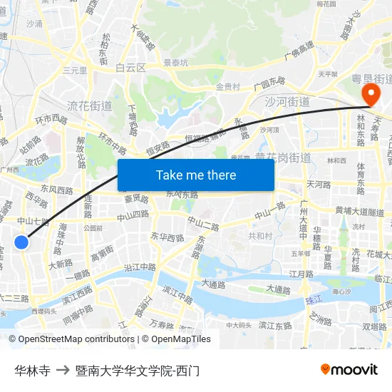 华林寺 to 暨南大学华文学院-西门 map