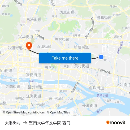 大淋岗村 to 暨南大学华文学院-西门 map