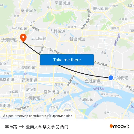 丰乐路 to 暨南大学华文学院-西门 map