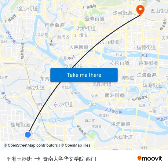平洲玉器街 to 暨南大学华文学院-西门 map