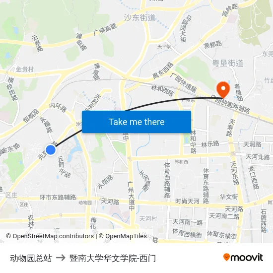 动物园总站 to 暨南大学华文学院-西门 map