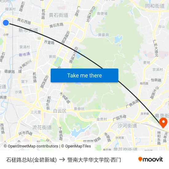 石槎路总站(金碧新城) to 暨南大学华文学院-西门 map