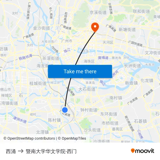 西涌 to 暨南大学华文学院-西门 map