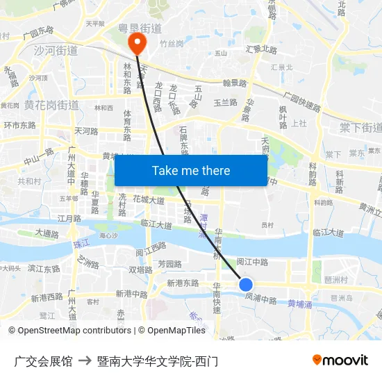 广交会展馆 to 暨南大学华文学院-西门 map