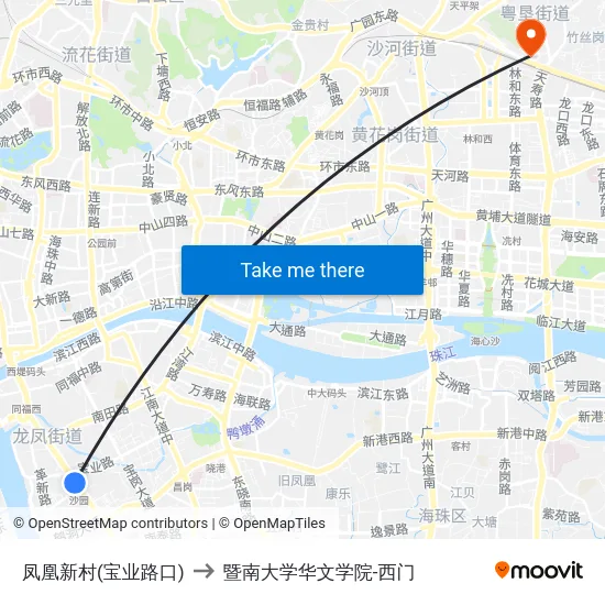 凤凰新村(宝业路口) to 暨南大学华文学院-西门 map