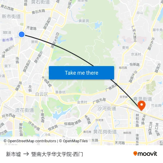 新市墟 to 暨南大学华文学院-西门 map