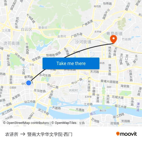 农讲所 to 暨南大学华文学院-西门 map