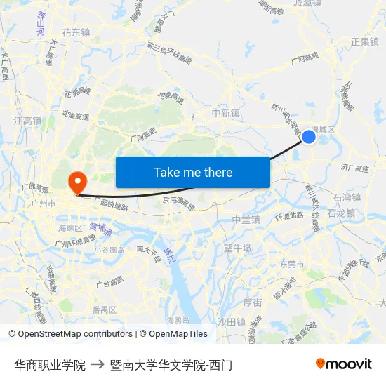 华商职业学院 to 暨南大学华文学院-西门 map