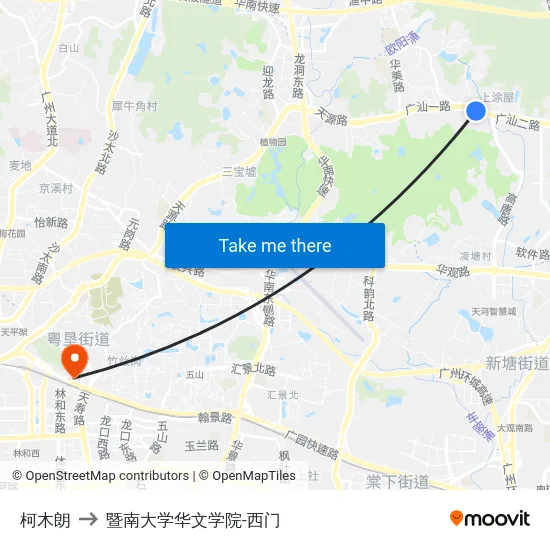 柯木朗 to 暨南大学华文学院-西门 map