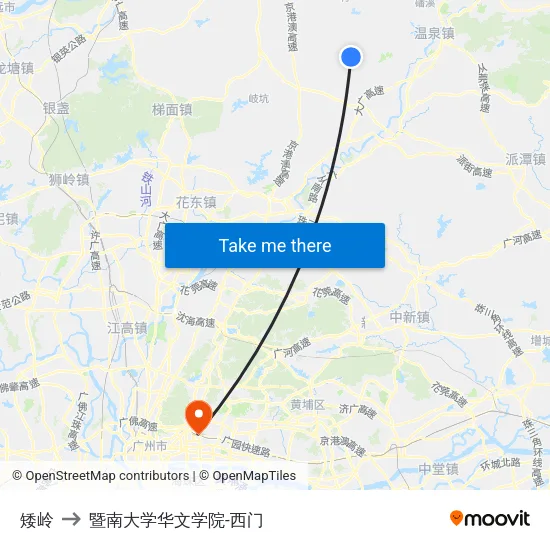 矮岭 to 暨南大学华文学院-西门 map
