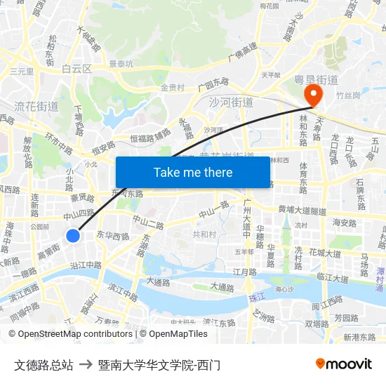 文德路总站 to 暨南大学华文学院-西门 map