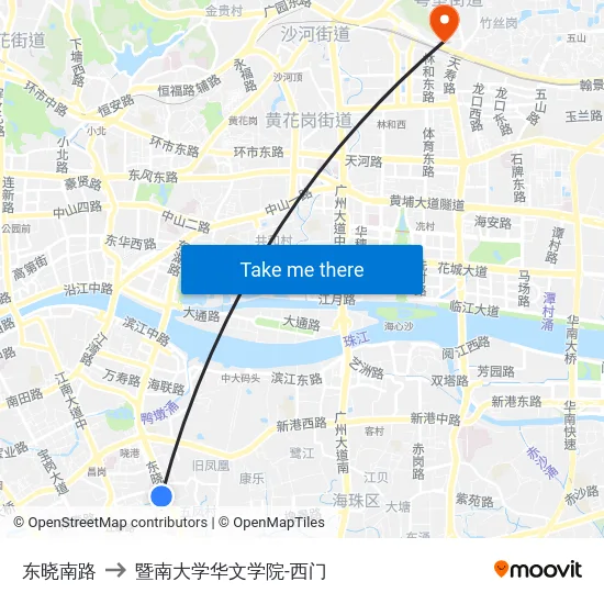东晓南路 to 暨南大学华文学院-西门 map