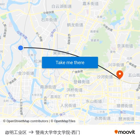 啟明工业区 to 暨南大学华文学院-西门 map
