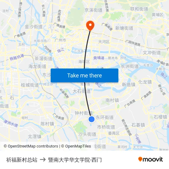 祈福新村总站 to 暨南大学华文学院-西门 map